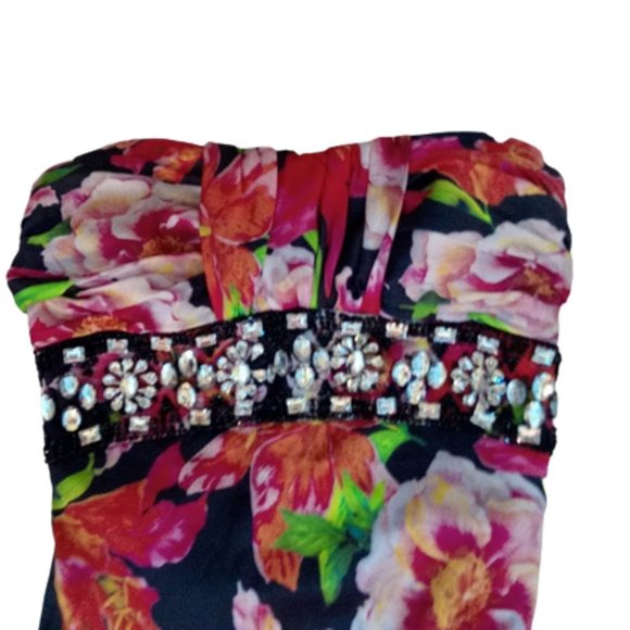 VINTAGE Flamenca Inspired Evening Floral Silk Gown Dress Prom Pageant Size 6 - Picture 7 of 9